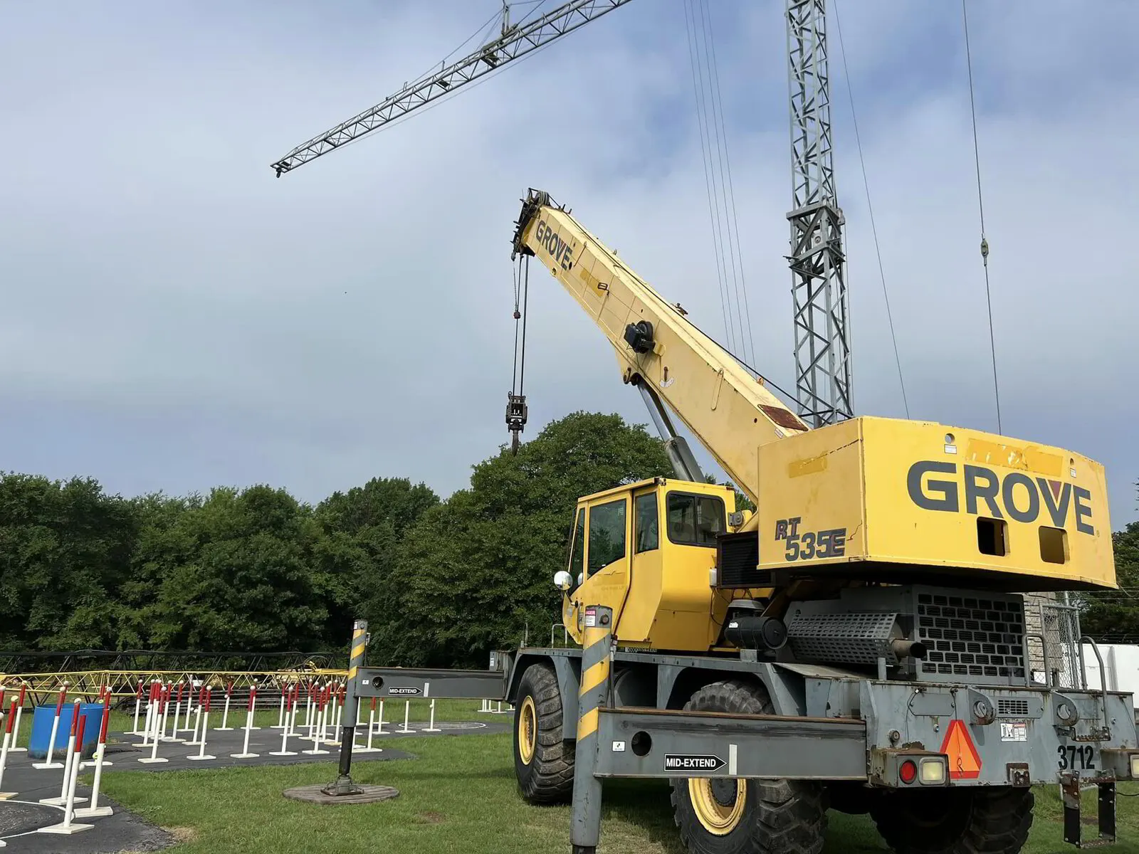 Rough-terrain crane and tower crane at the Miller Crane Works training yard in Seagoville, TX