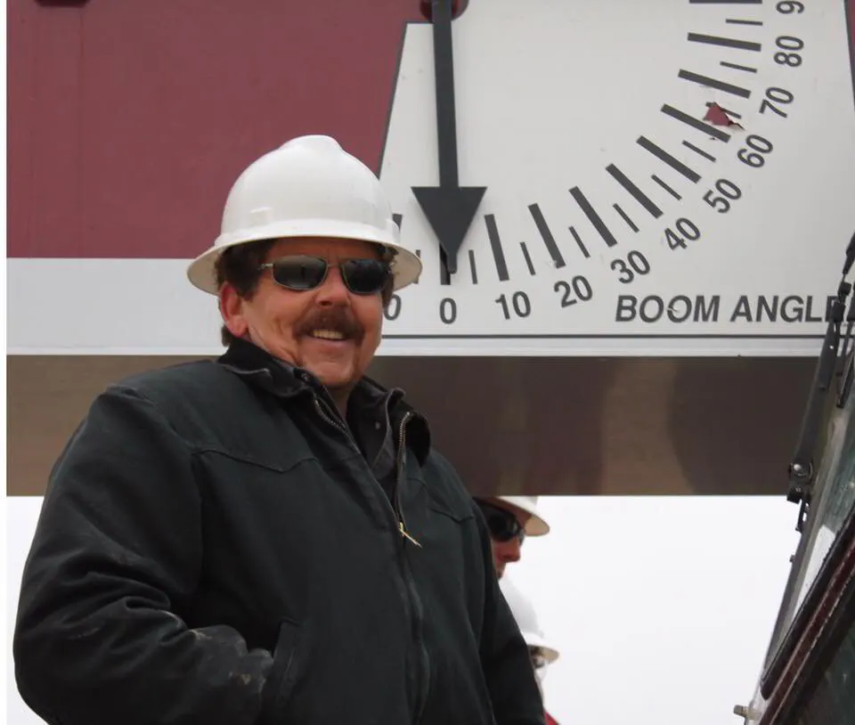 Warren Miller, owner of Miller Crane Works, in a hard hat at the Seagoville training yard